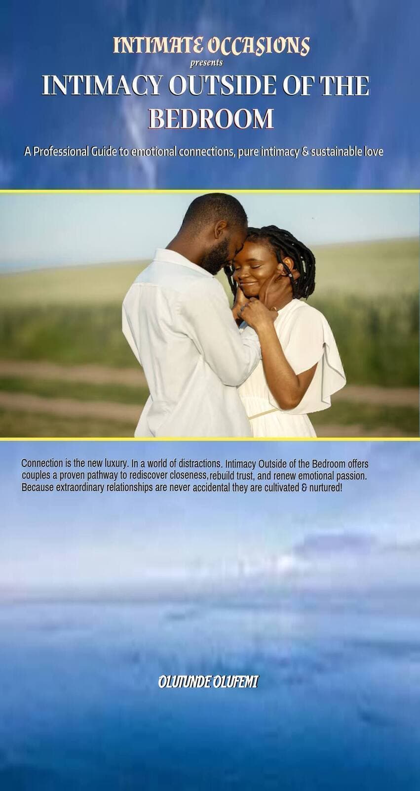 Book cover for "Intimacy Outside of the Bedroom" featuring a Black couple's tender embrace.