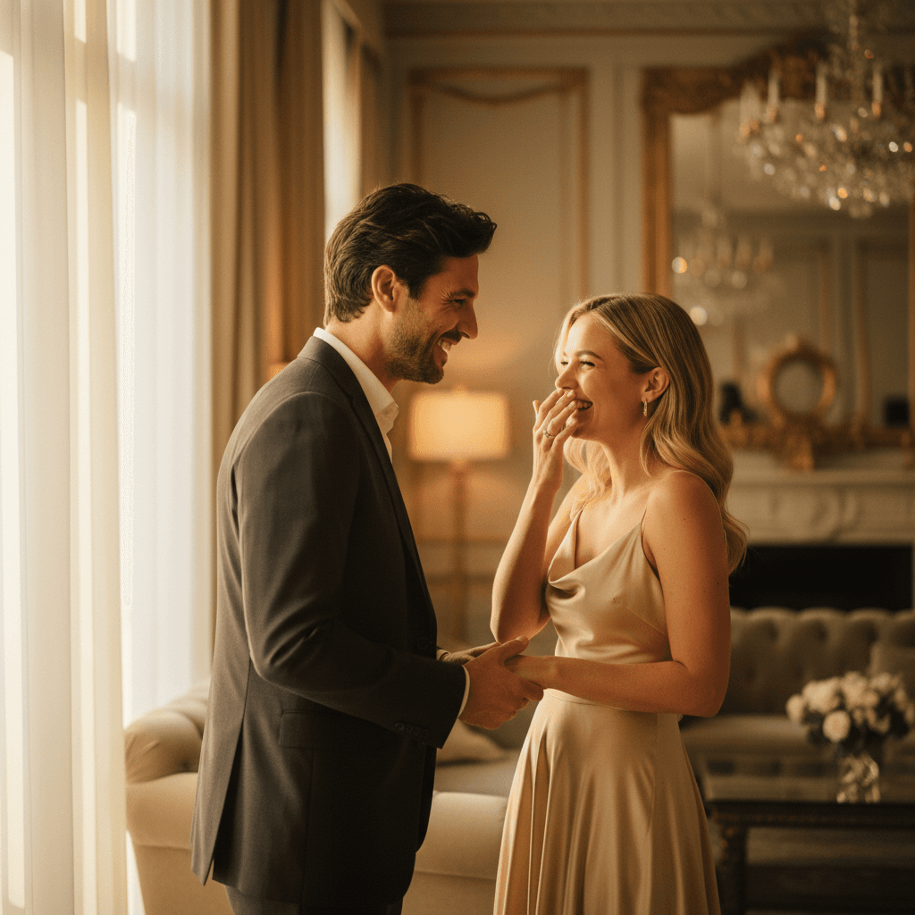 Couple captured in candid moment of genuine connection and laughter