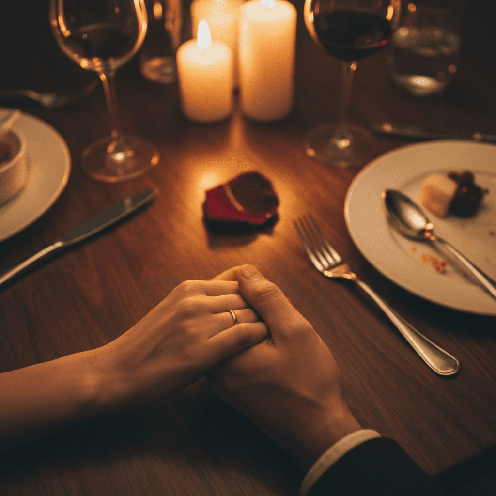 Couple holding hands during intimate coaching conversation