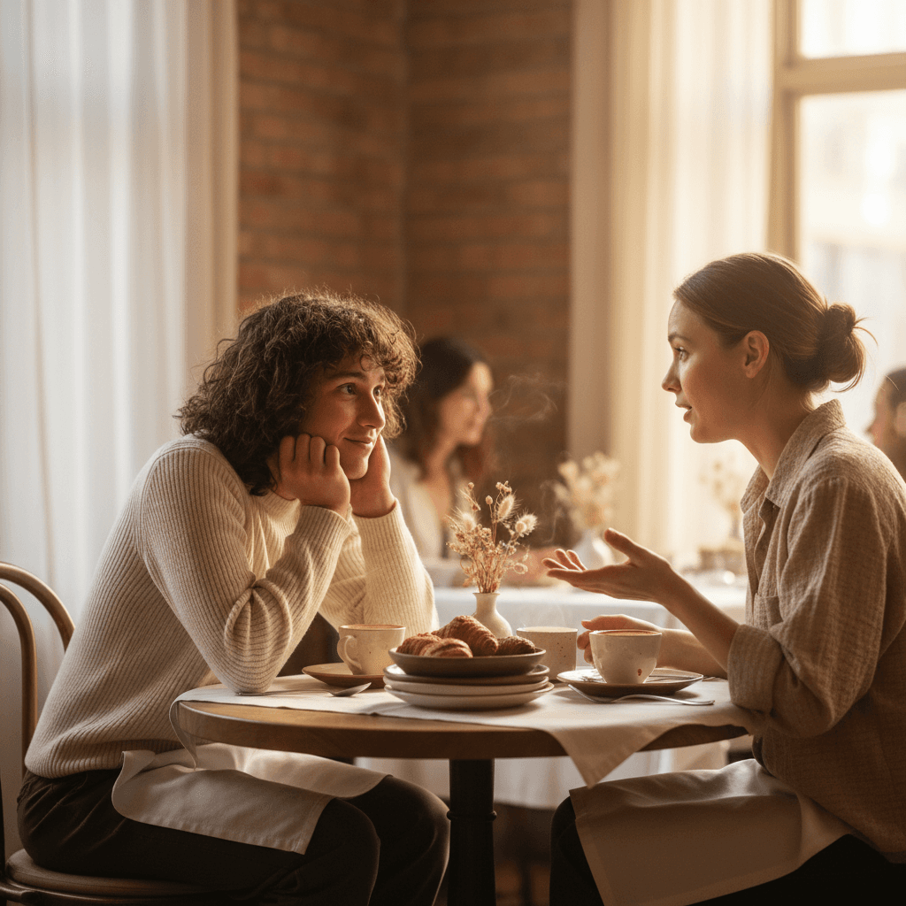 Partner listening intently with full attention and presence